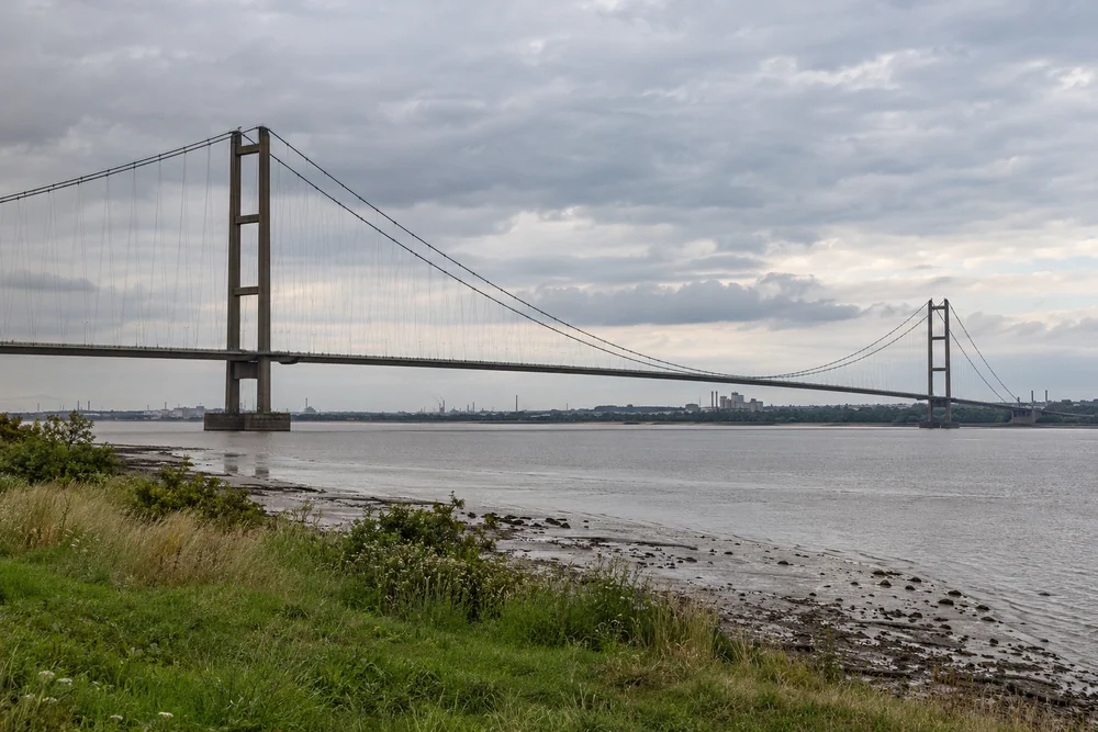 Humber Bridge over the estuary from the Hessle bank
